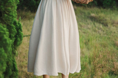 Sleeveless Square Neck Floral Top / Long-Sleeve Plain Midi A-Line Dress / Set