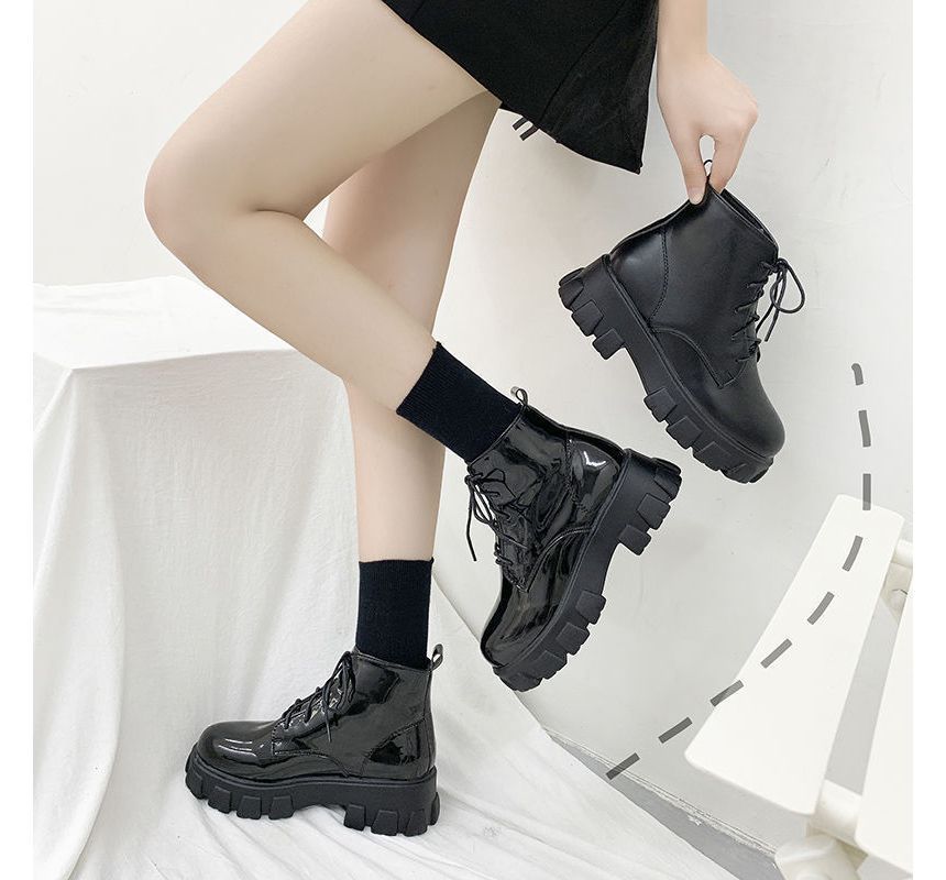 Platform Lace-Up Short Boots