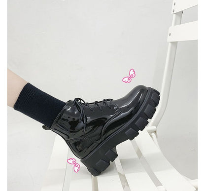 Platform Lace-Up Short Boots