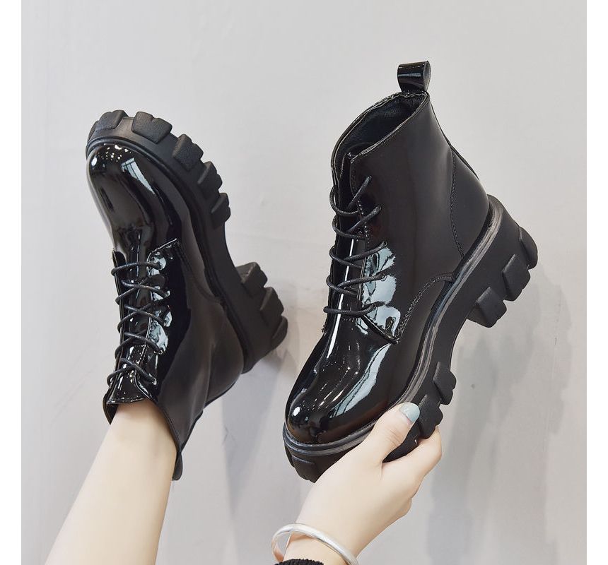 Platform Lace-Up Short Boots