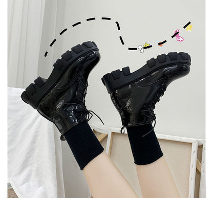 Platform Lace-Up Short Boots