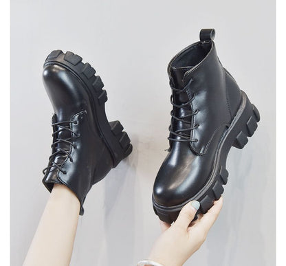 Platform Lace-Up Short Boots