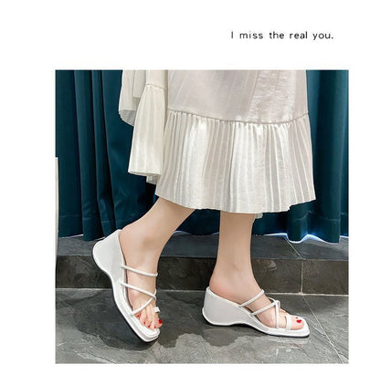 Wedge-Heel Toe Loop Sandals