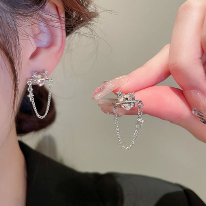 Rhinestone Heart Dangle Earring