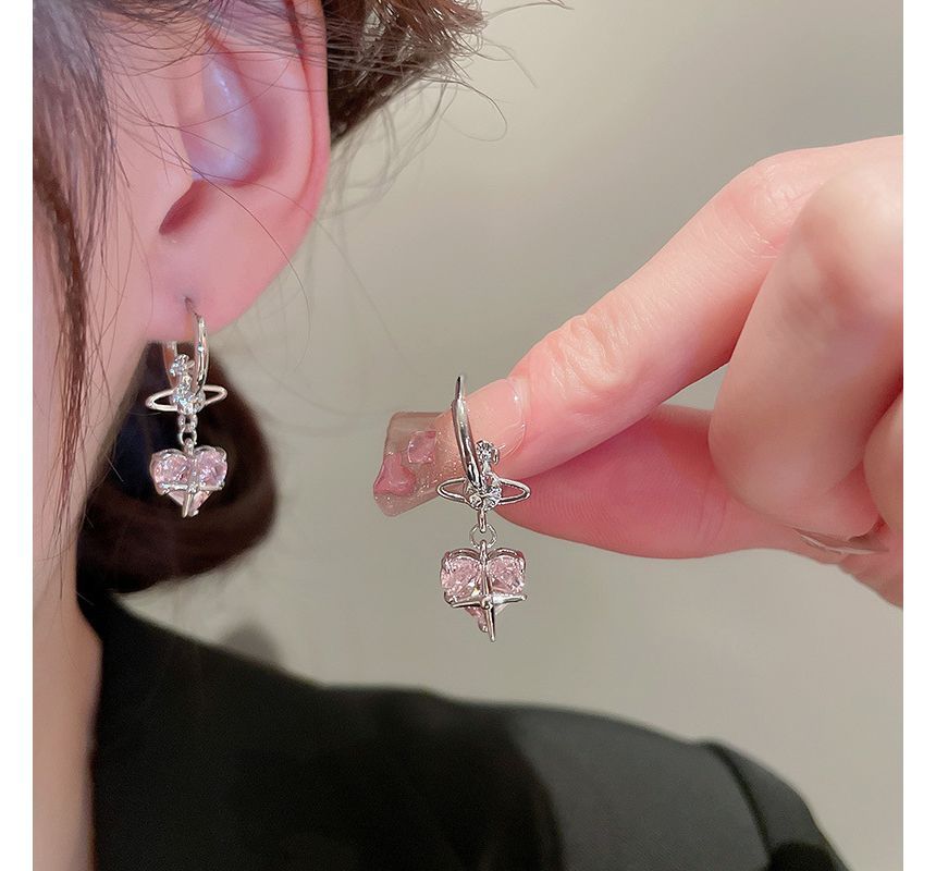 Rhinestone Heart Dangle Earring