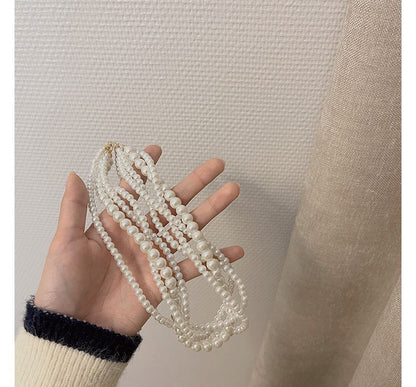 Choker Faux Layered Pearl