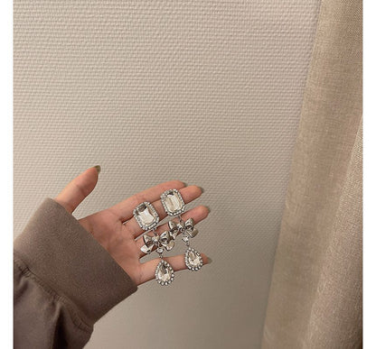 Crystal Faux Earring Dangle Bow