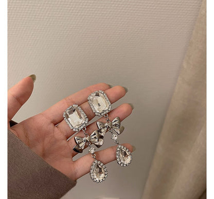 Crystal Faux Earring Dangle Bow