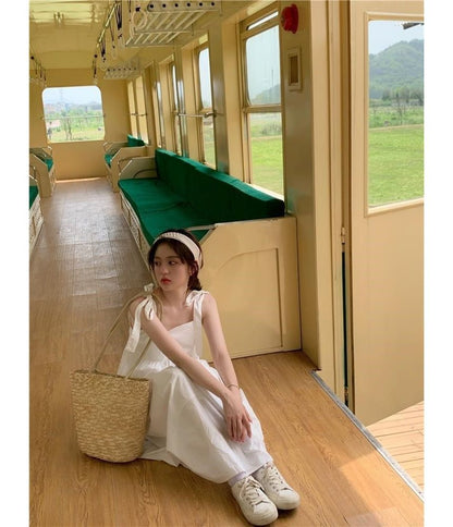 Spaghetti Plain Midi Sundress Strap