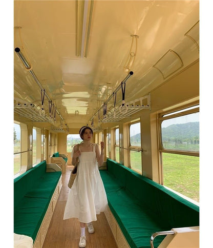 Spaghetti Plain Midi Sundress Strap