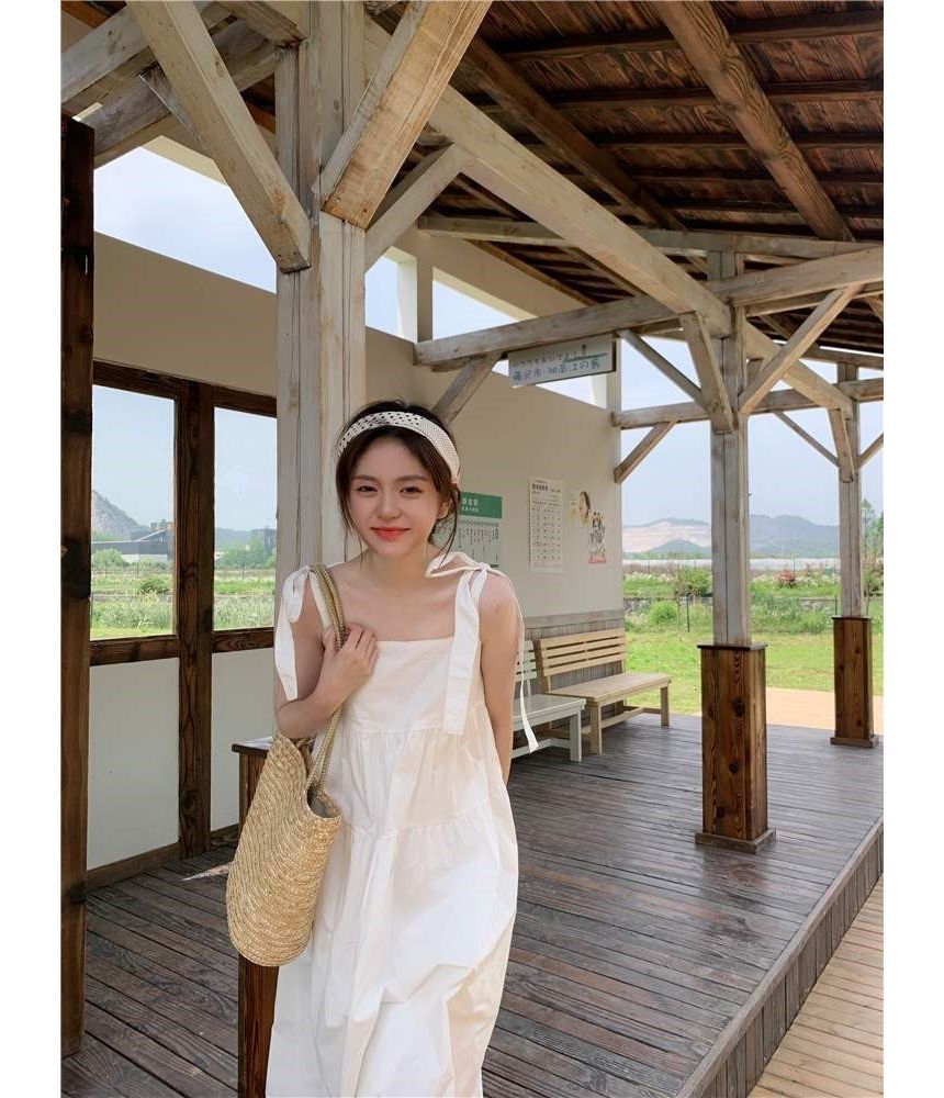 Spaghetti Plain Midi Sundress Strap