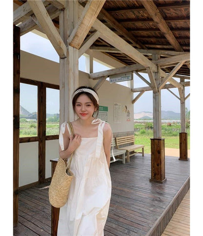 Spaghetti Plain Midi Sundress Strap