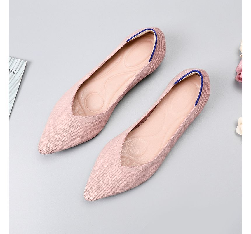 Pointy-Toe Knit Flats