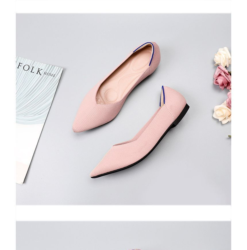 Pointy-Toe Knit Flats