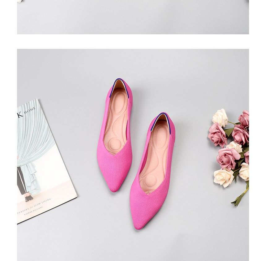 Pointy-Toe Knit Flats