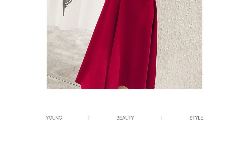 Balloon-Sleeve Mock Neck Plain Ribbon Back A-Line Evening Dress (Various Designs)