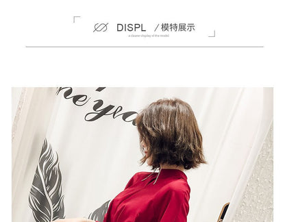 Balloon-Sleeve Mock Neck Plain Ribbon Back A-Line Evening Dress (Various Designs)