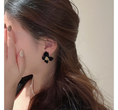 Earring Flocking Alloy Flower