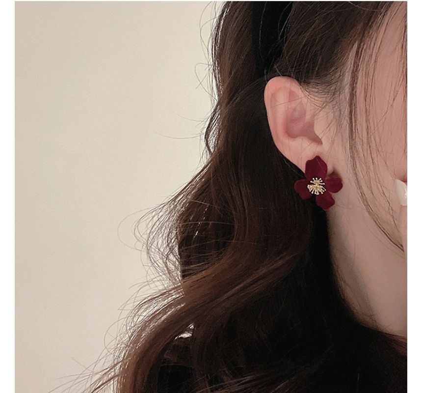 Earring Flocking Alloy Flower