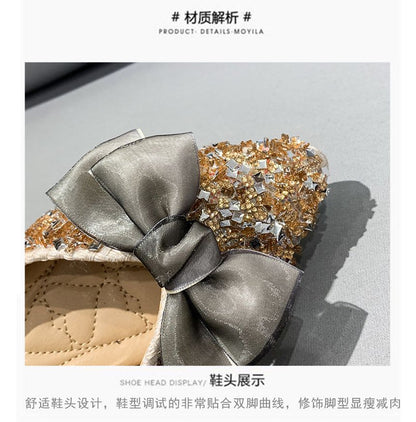 Sequined Bow D'Orsay Flats