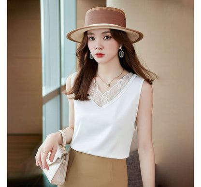 V-Neck Lace-Trim Tank