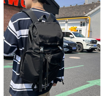 Plain Drawstring Nylon Backpack