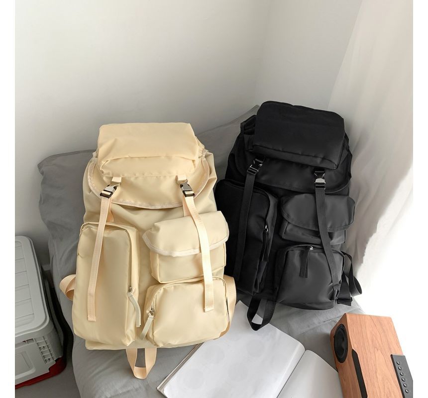 Plain Drawstring Nylon Backpack