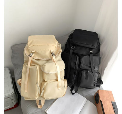 Plain Drawstring Nylon Backpack