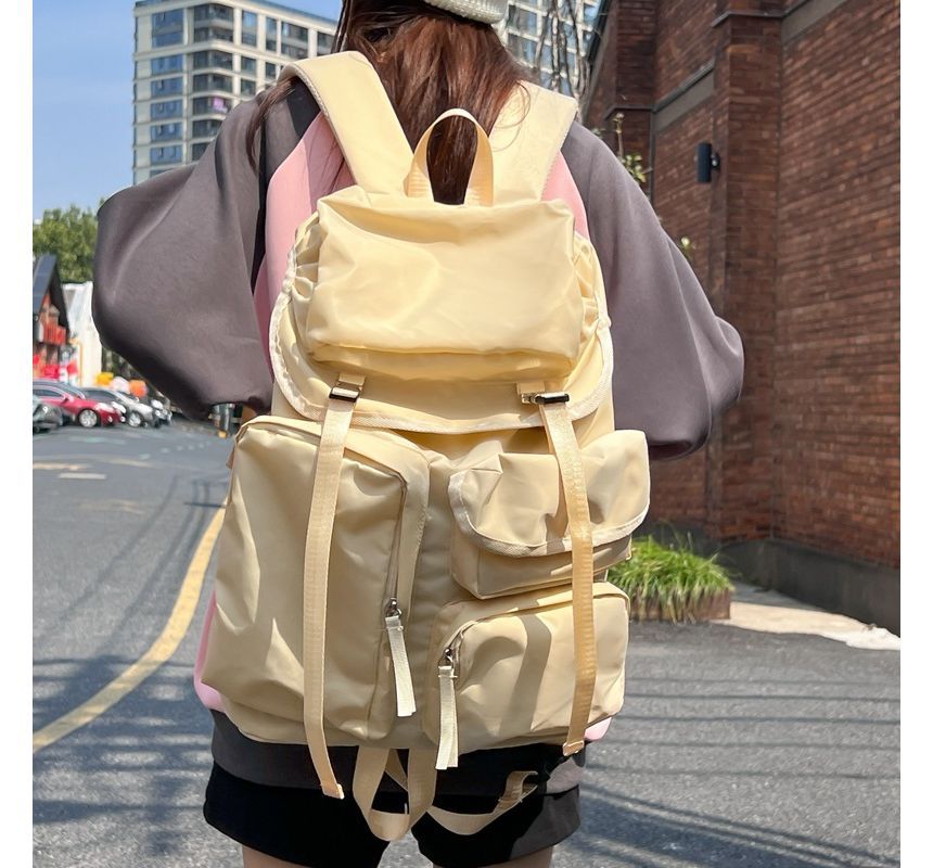 Plain Drawstring Nylon Backpack