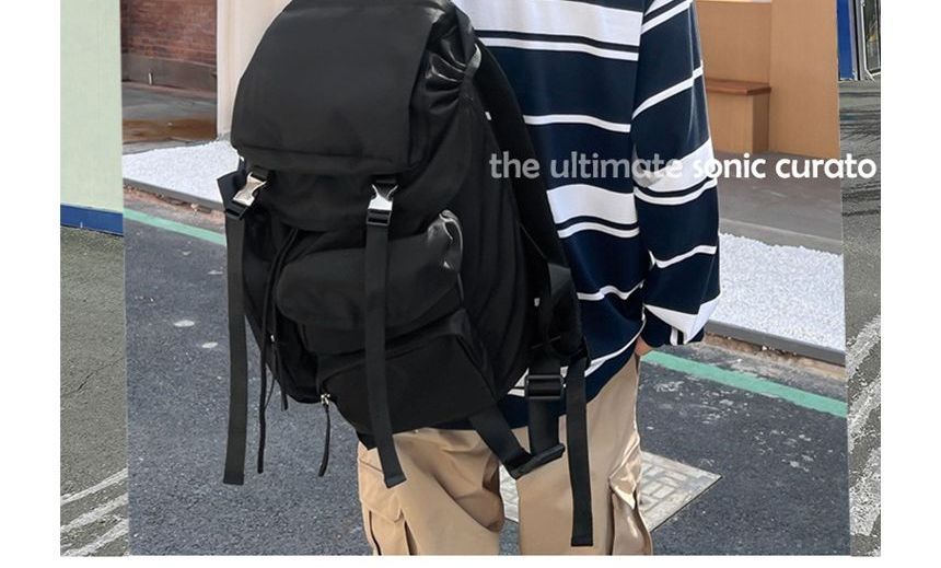 Plain Drawstring Nylon Backpack