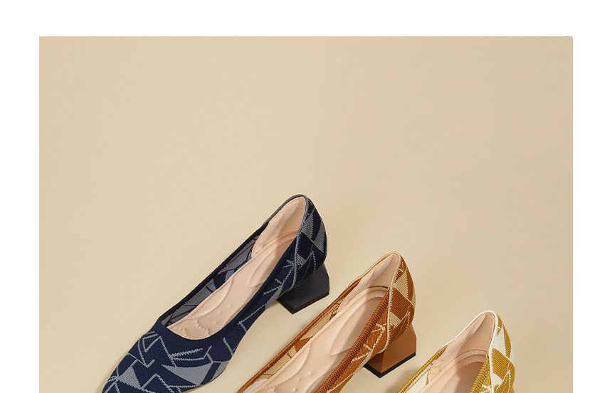 Block-Heel Pointed Knit Pumps