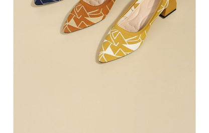 Block-Heel Pointed Knit Pumps