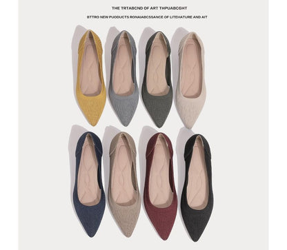 Low-Heel Pointed Knit Pumps