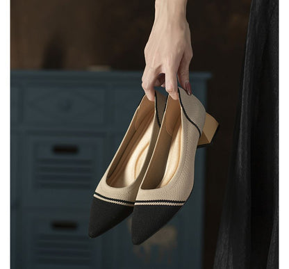Block-Heel Pointed Woven Pumps