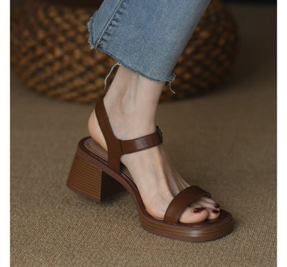 Block-Heel Buckled Sandals