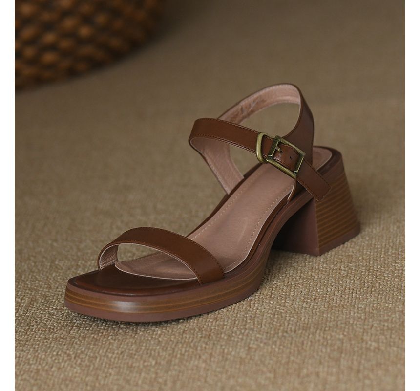 Block-Heel Buckled Sandals