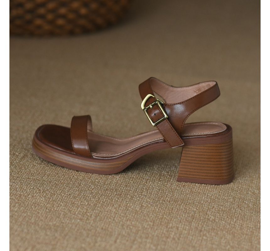 Block-Heel Buckled Sandals