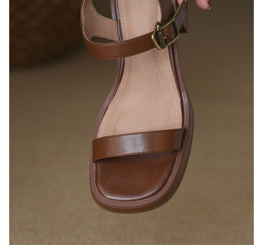 Block-Heel Buckled Sandals