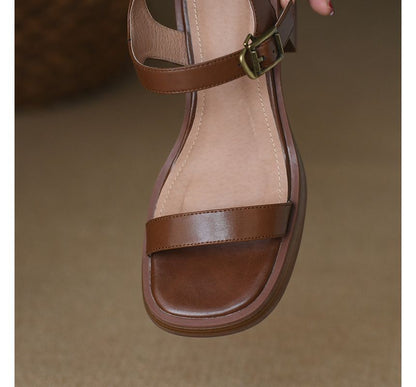 Block-Heel Buckled Sandals