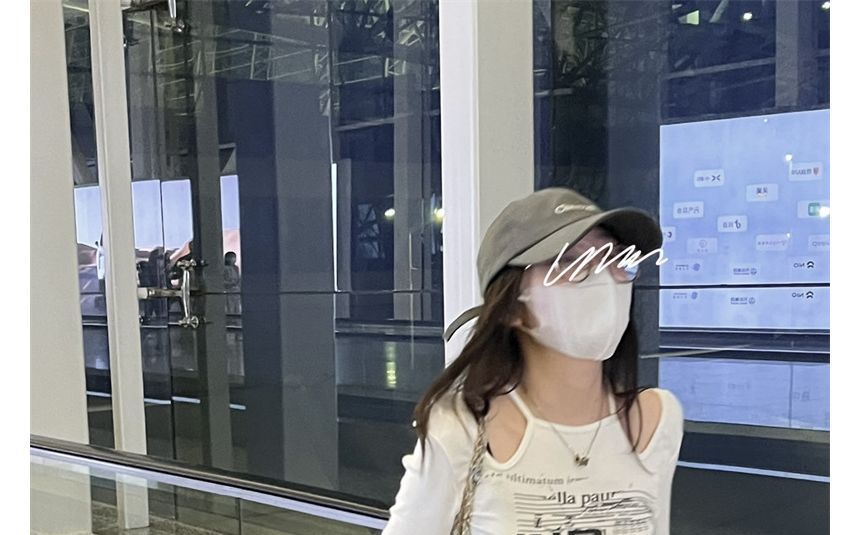 Print Slim-Fit Long-Sleeve Top Cold-Shoulder