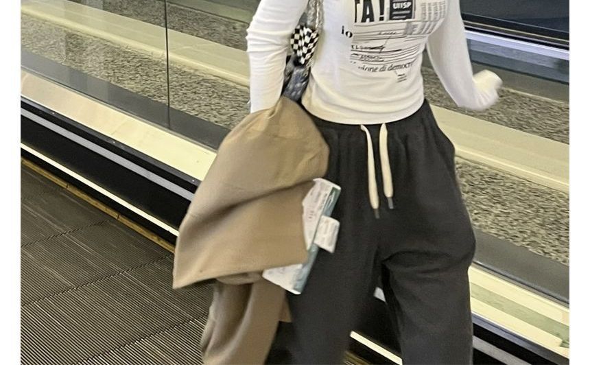 Print Slim-Fit Long-Sleeve Top Cold-Shoulder