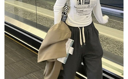 Print Slim-Fit Long-Sleeve Top Cold-Shoulder