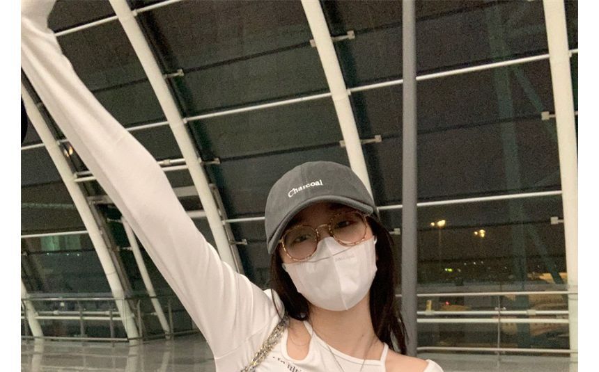 Print Slim-Fit Long-Sleeve Top Cold-Shoulder