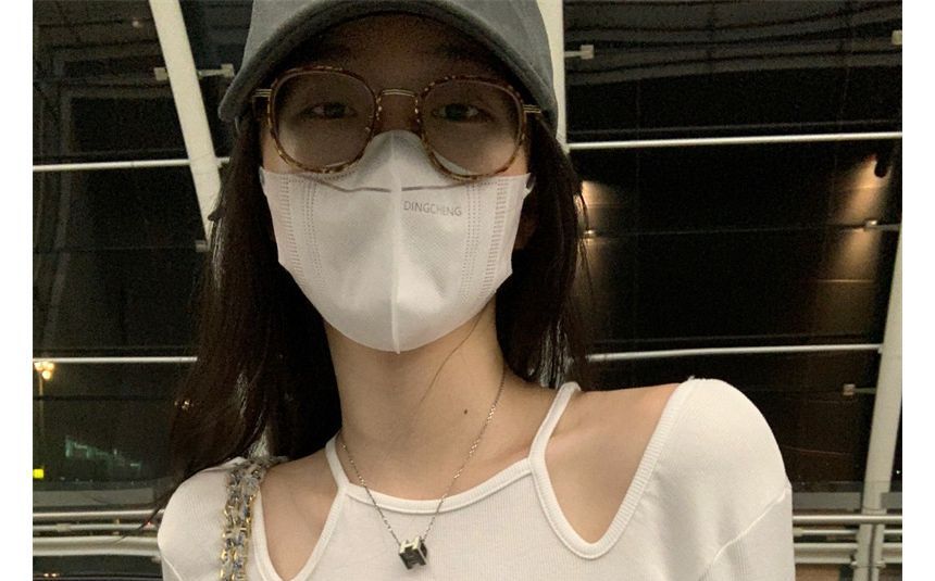 Print Slim-Fit Long-Sleeve Top Cold-Shoulder