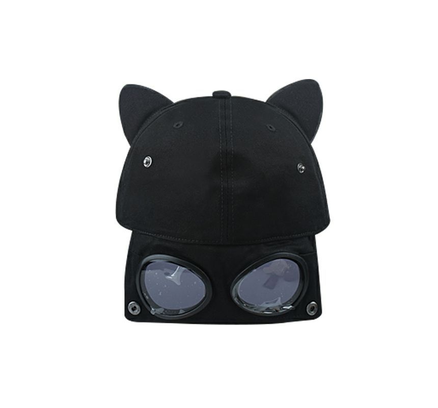 Cat Ear Baseball Cap with Aviator Goggles