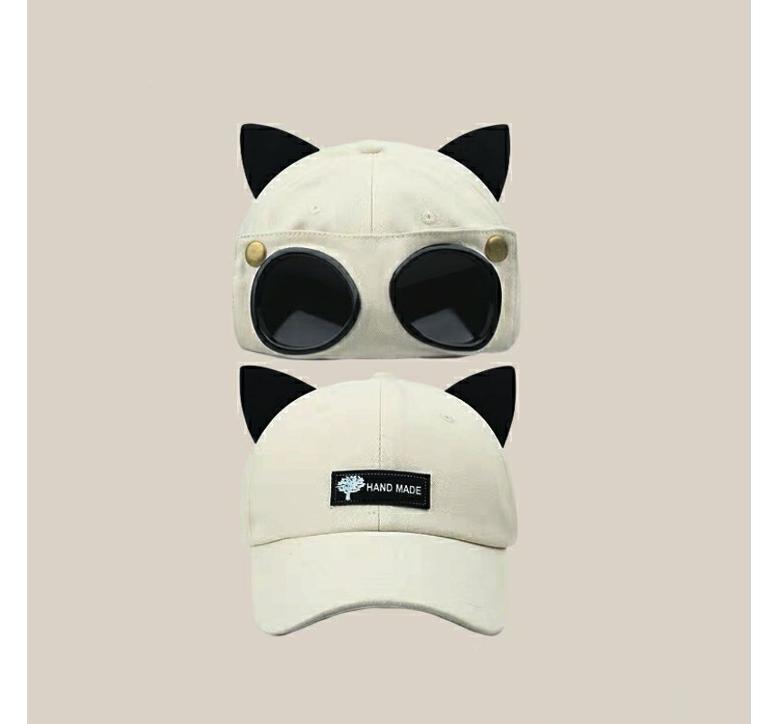 Cat Ear Baseball Cap with Aviator Goggles