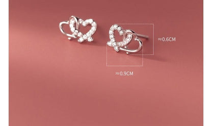 Heart Rhinestone Sterling Silver Earring