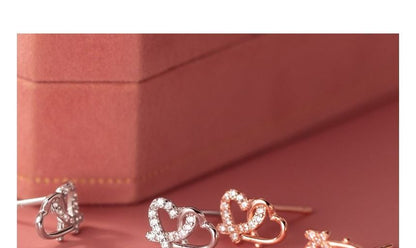 Heart Rhinestone Sterling Silver Earring