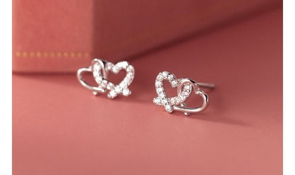 Heart Rhinestone Sterling Silver Earring