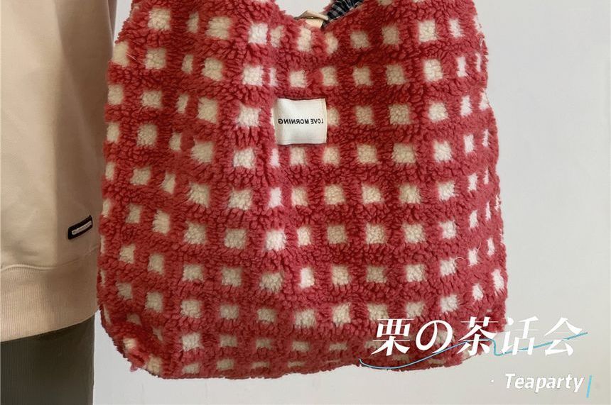 Plaid Fleece Tote Bag